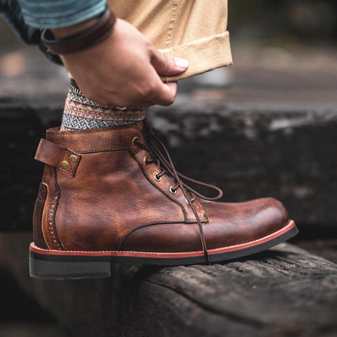 Bottes en cuir style vintage pour hommes - Xavi