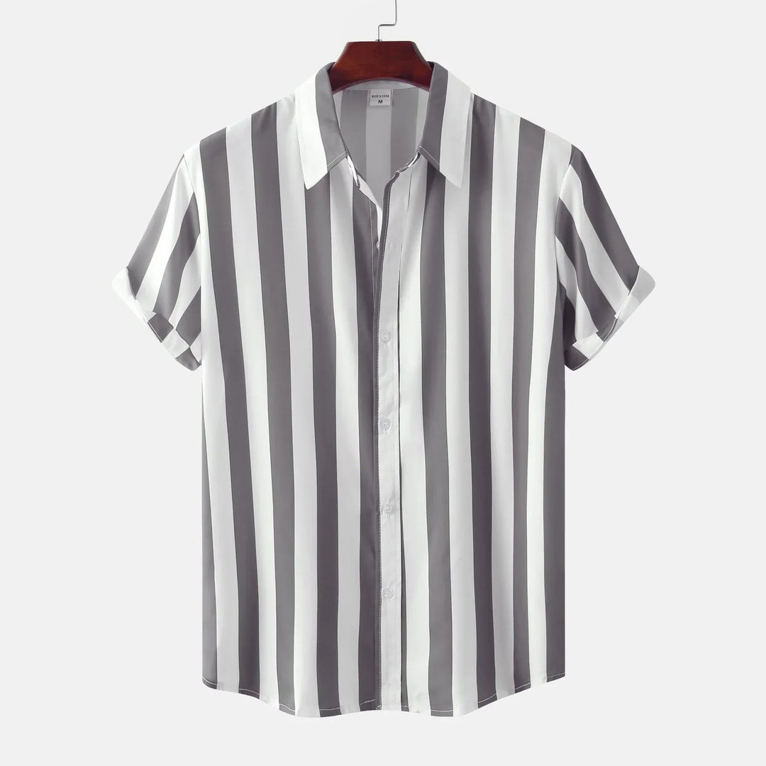 Chemise à manches courtes pour homme avec patte de boutonnage - Rayée