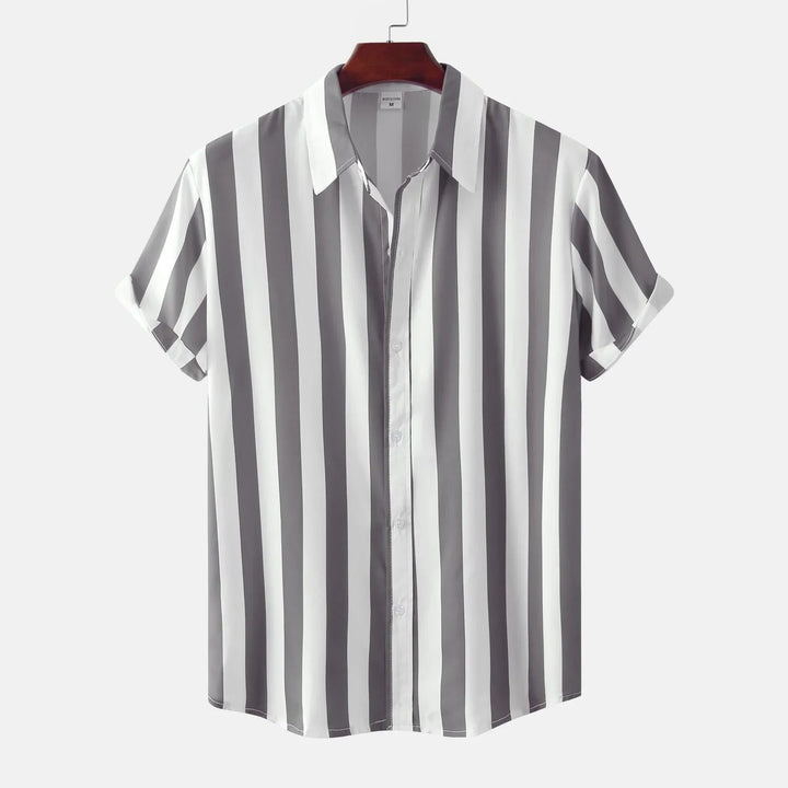 Chemise à manches courtes pour homme avec patte de boutonnage - Rayée
