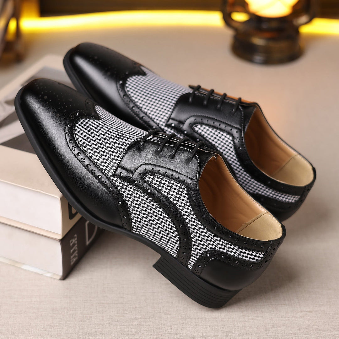 Chaussures oxford en cuir à carreaux pour hommes - Henrik