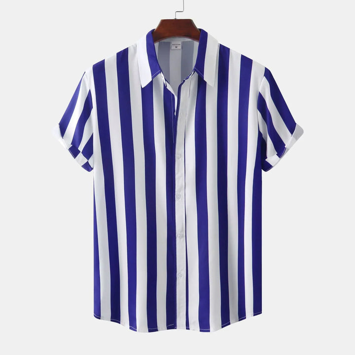 Chemise à manches courtes pour homme avec patte de boutonnage - Rayée