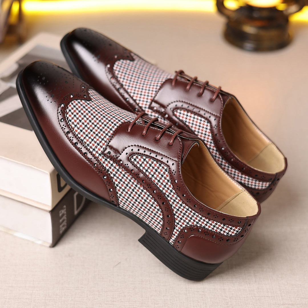 Chaussures oxford en cuir à carreaux pour hommes - Henrik