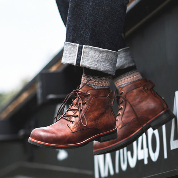 Bottes en cuir style vintage pour hommes - Xavi
