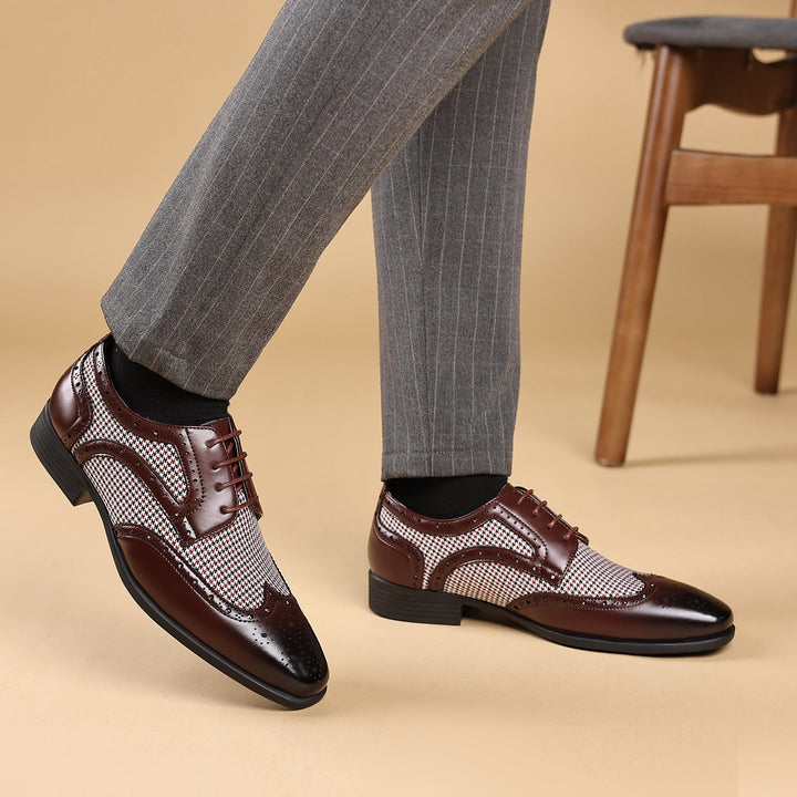 Chaussures oxford en cuir à carreaux pour hommes - Henrik