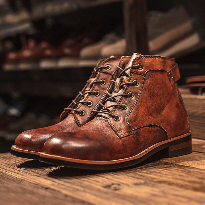 Bottes en cuir style vintage pour hommes - Xavi