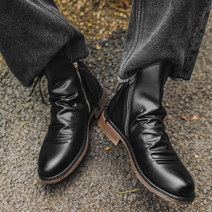Bottines en cuir pour hommes avec fermeture éclair sur le côté - Alex