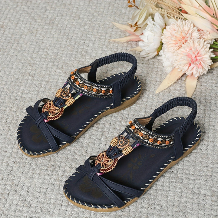 Sandales brodées à fleurs pour femmes, style bohème - Alma