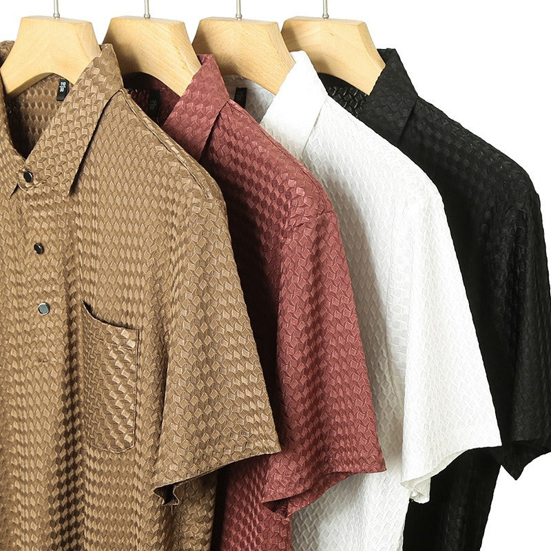Polo géométrique tissé pour hommes avec poche avant - Marcelo