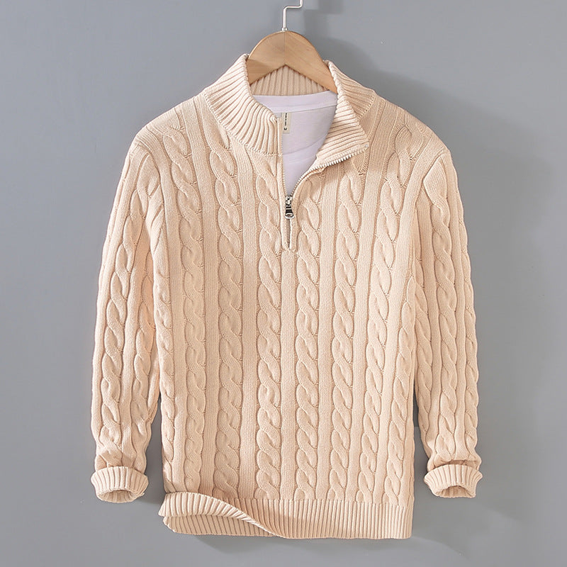 Pull en coton avec demi-zip pour hommes