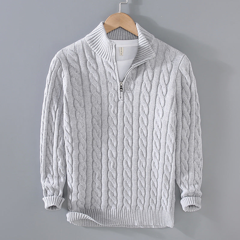 Pull en coton avec demi-zip pour hommes