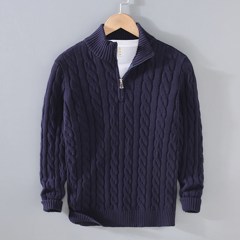 Pull en coton avec demi-zip pour hommes
