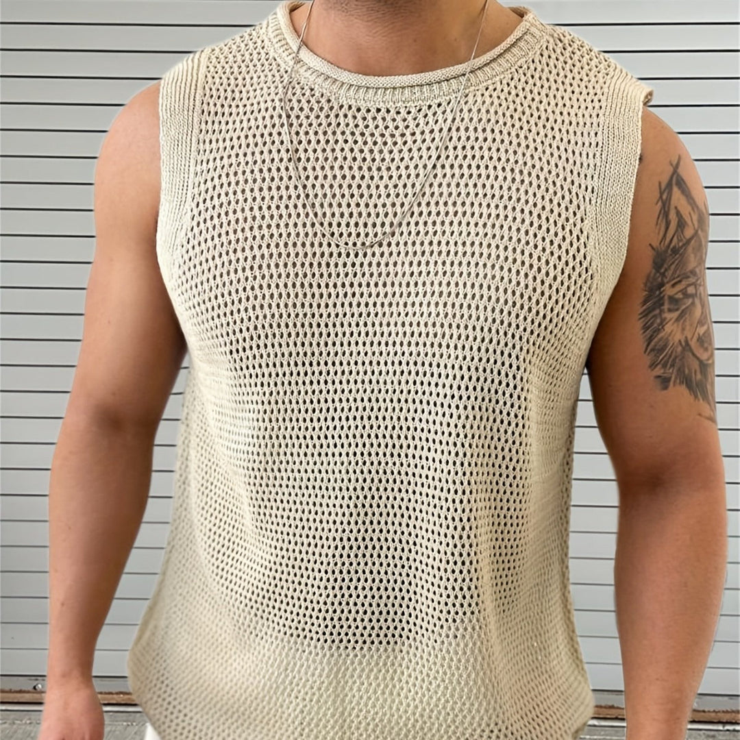 Gilet sans manche homme style urbain tissu ajouré - Elias