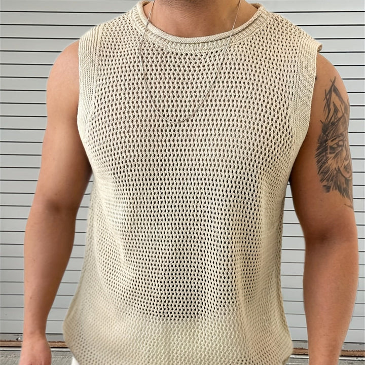 Gilet sans manche homme style urbain tissu ajouré - Elias