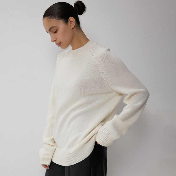 Pull en maille à col ras du cou pour femmes - Eveline