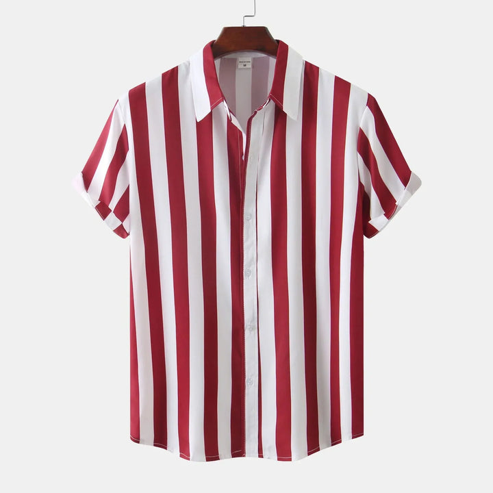 Chemise à manches courtes pour homme avec patte de boutonnage - Rayée