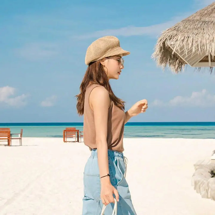 béret octogonal femmes chapeau de soleil