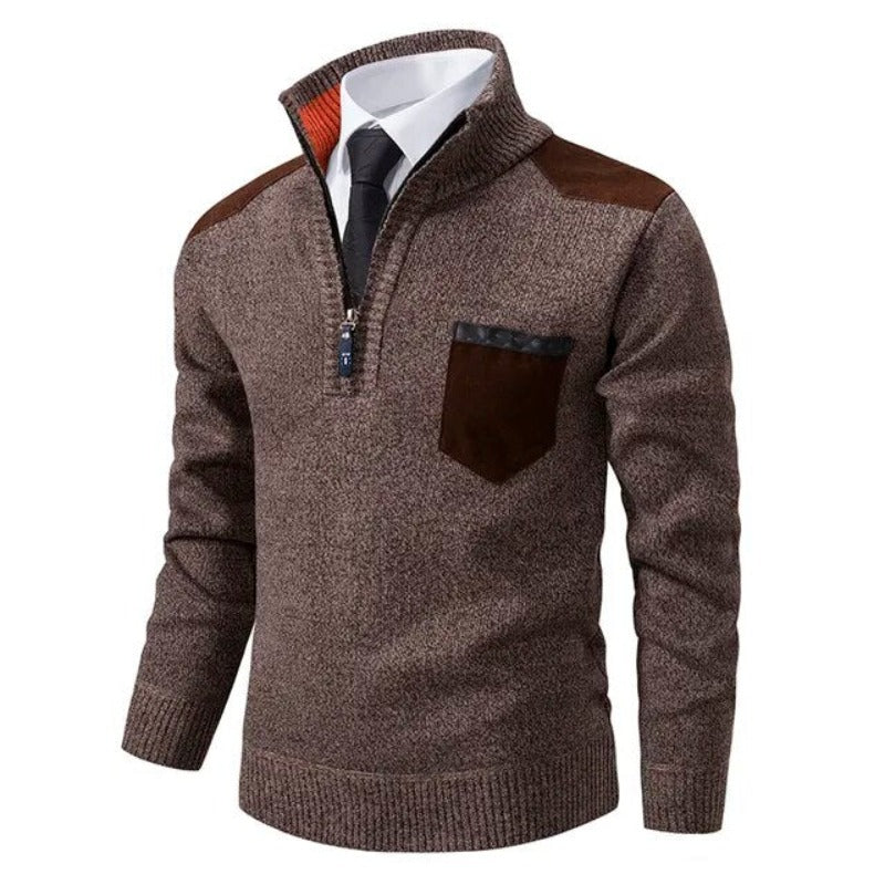 Pull tricoté à demi-fermeture éclair pour hommes - Lennart