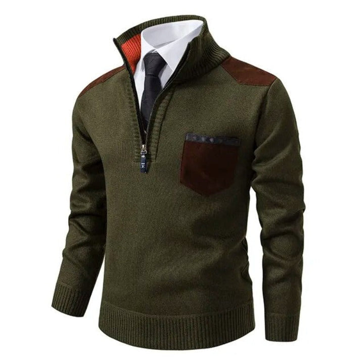 Pull tricoté à demi-fermeture éclair pour hommes - Lennart