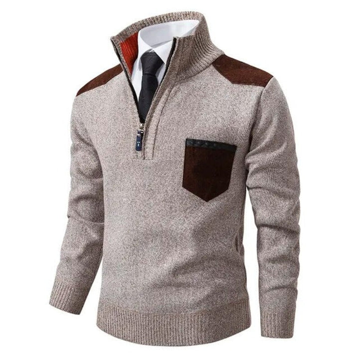 Pull tricoté à demi-fermeture éclair pour hommes - Lennart