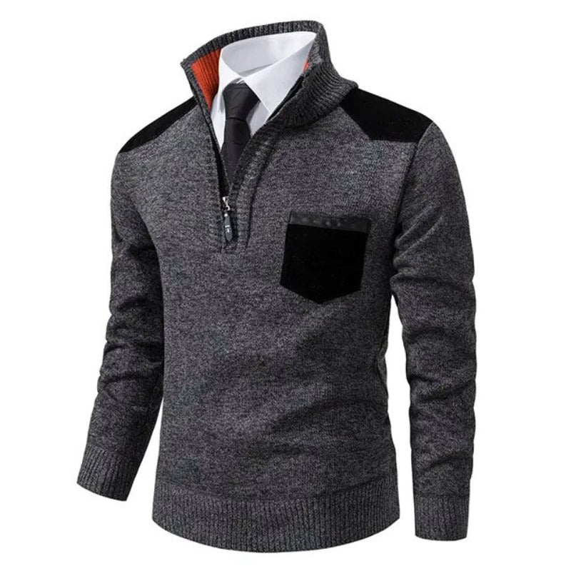 Pull tricoté à demi-fermeture éclair pour hommes - Lennart