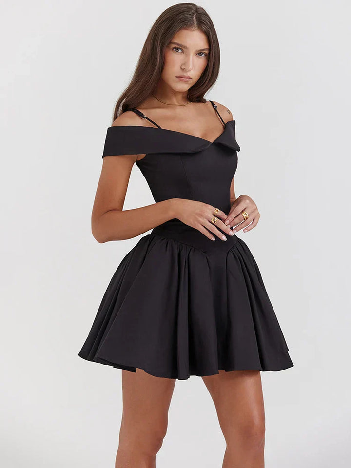Karli - Robe de soirée flatteuse à épaules tombantes