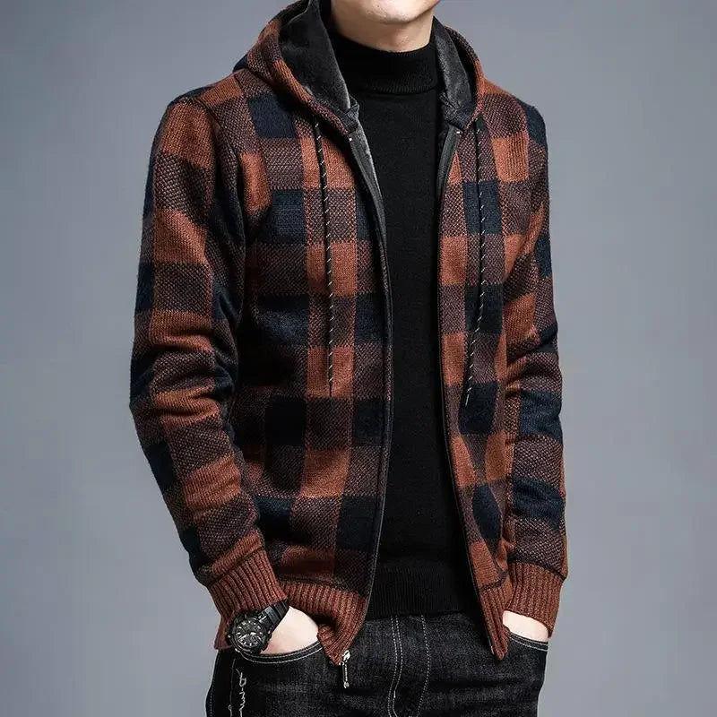 Veste à capuche à carreaux pour hommes - Sam