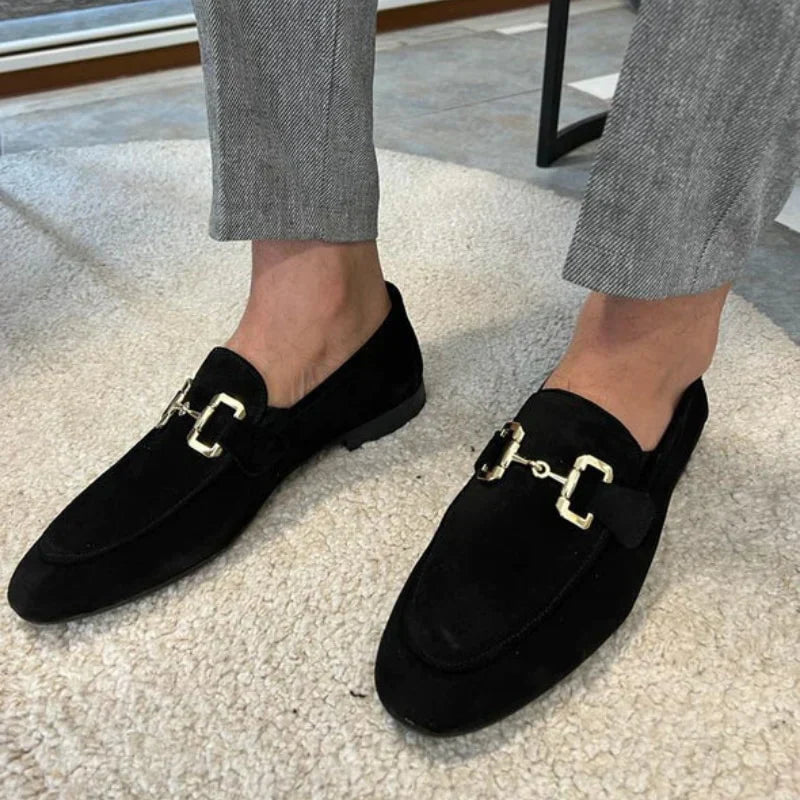 Lorenzo - Mocassins en daim avec boucle en métal
