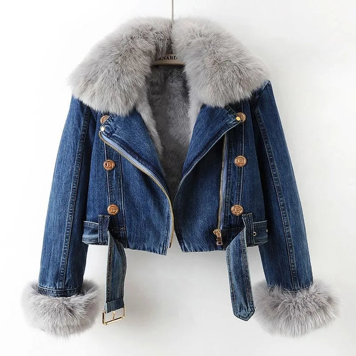 Veste en jean avec passepoils pour femme - Serene