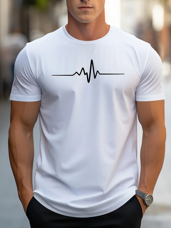T-shirt homme slim-fit à manches courtes avec impression de battements de cœur
