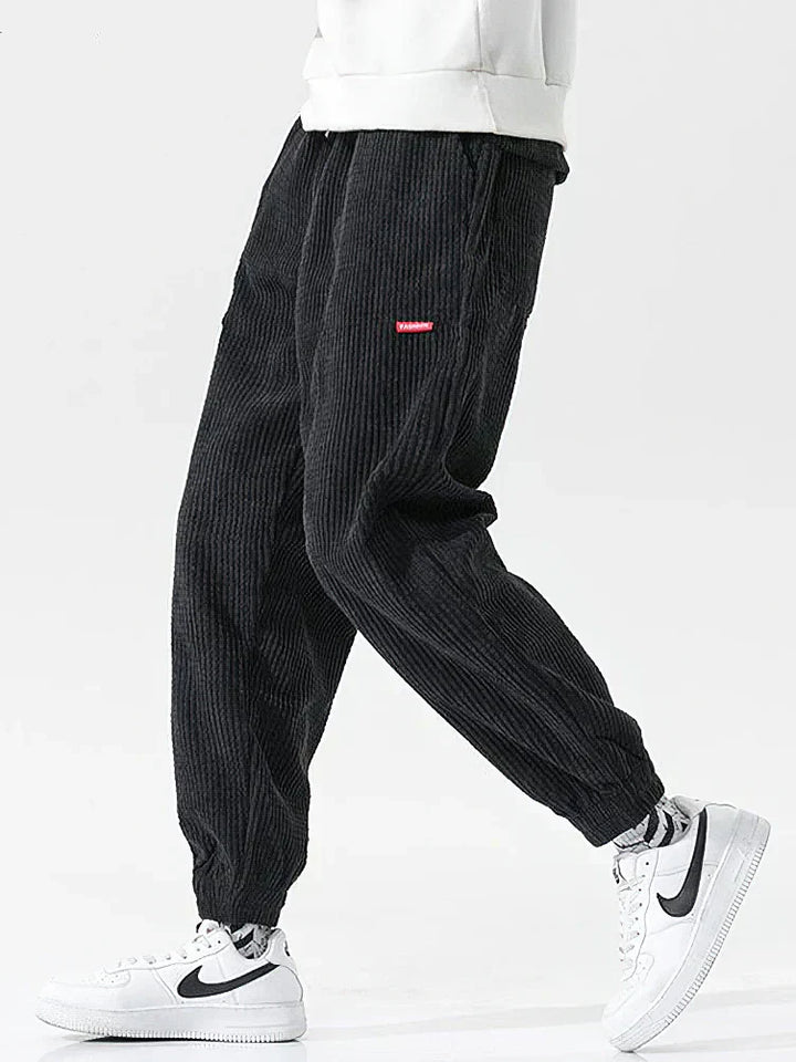 Pantalon de jogging confortable et large en velours côtelé pour hommes