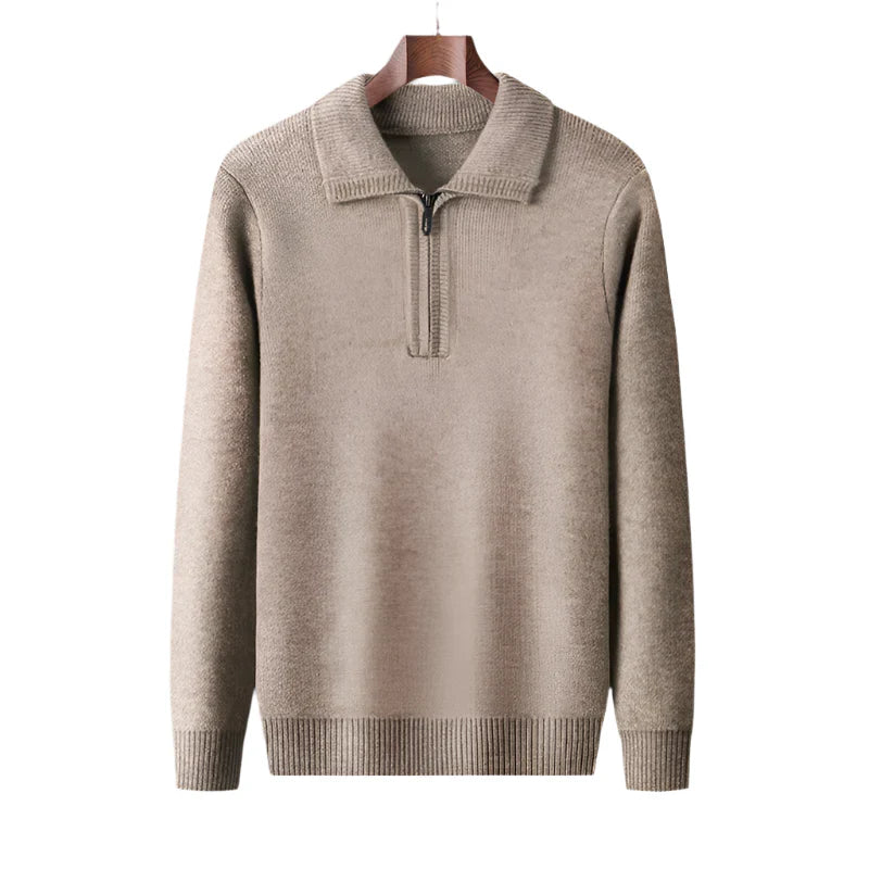 Pull tricoté à demi-fermeture éclair pour hommes - Lauro