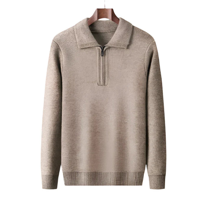 Pull tricoté à demi-fermeture éclair pour hommes - Lauro