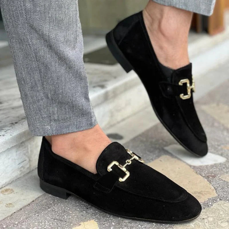 Lorenzo - Mocassins en daim avec boucle en métal
