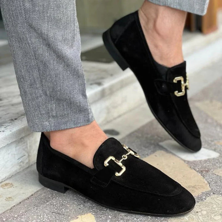 Lorenzo - Mocassins en daim avec boucle en métal