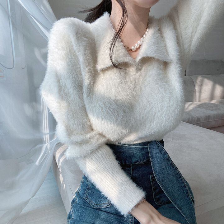 Lore - Pull en peluche avec col et manches longues
