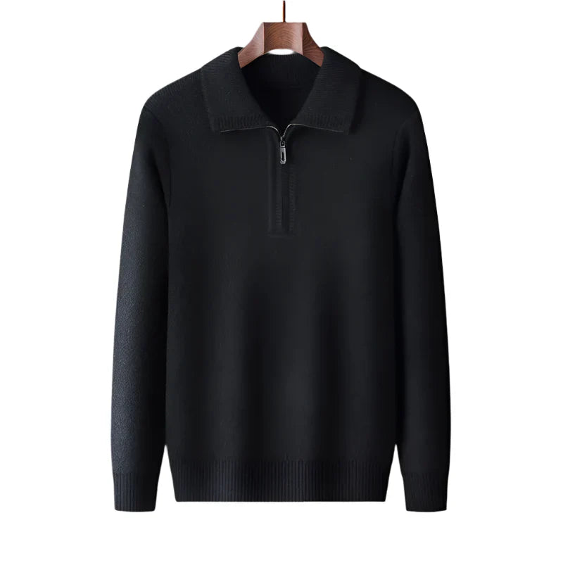 Pull tricoté à demi-fermeture éclair pour hommes - Lauro