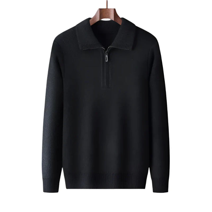 Pull tricoté à demi-fermeture éclair pour hommes - Lauro