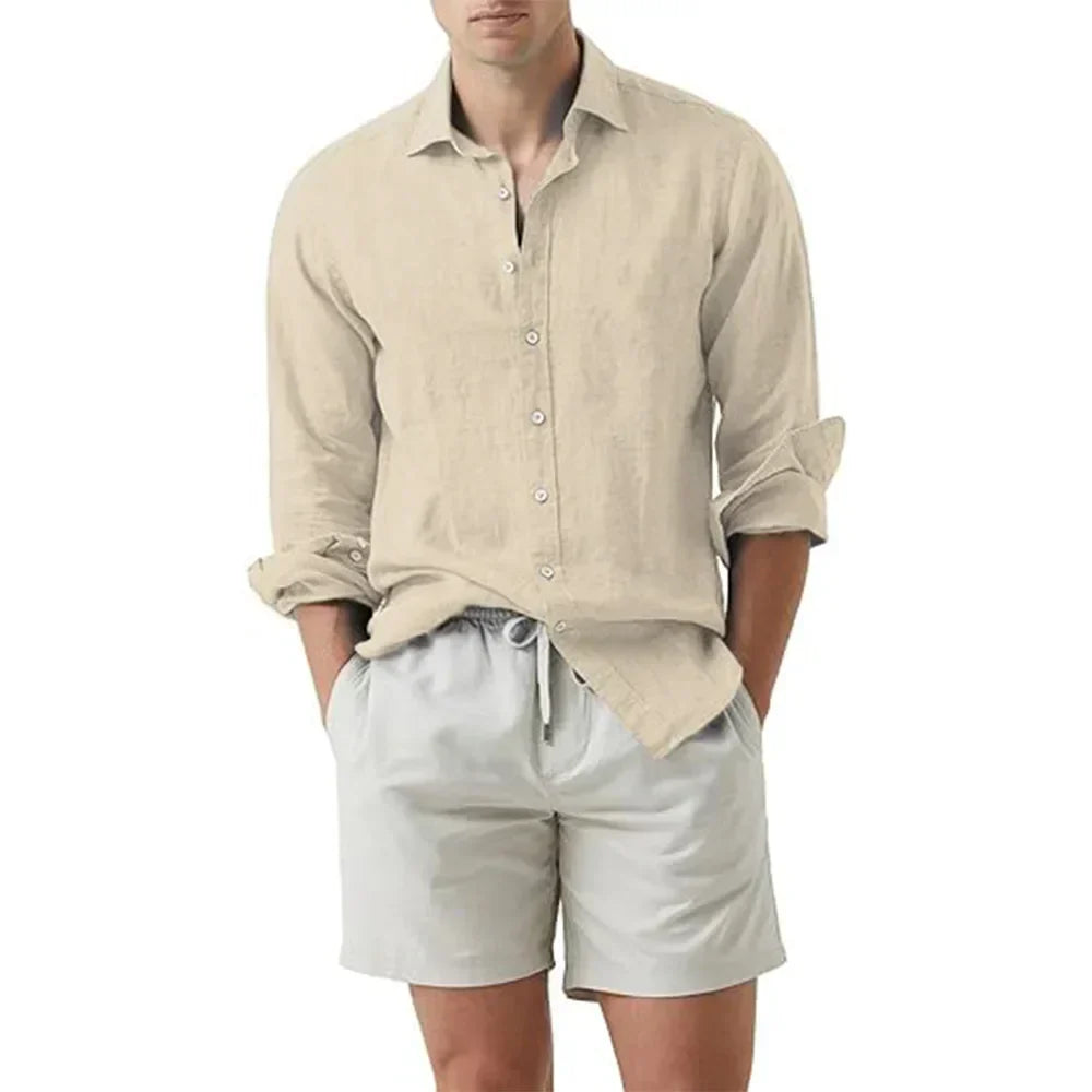 Chemise d'été pour hommes en lin et coton