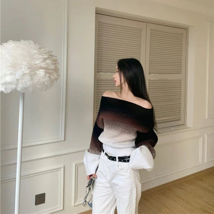 Clarissa - Pull en maille moelleux à gradient sans épaules