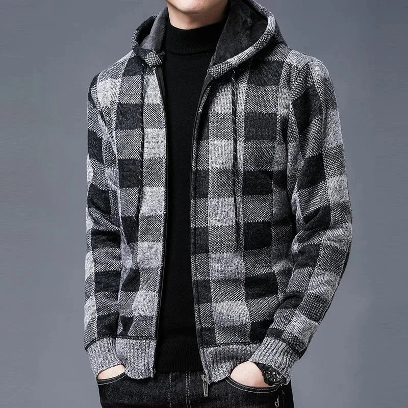 Veste à capuche à carreaux pour hommes - Sam