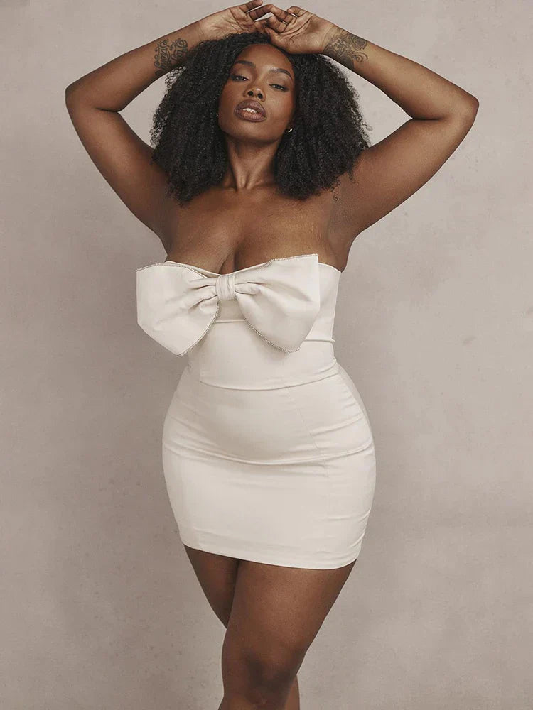 Ezra - Robe bustier en satin avec nœud