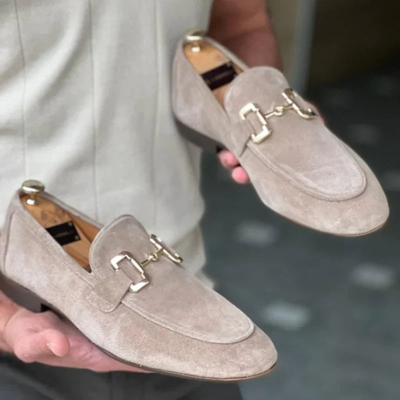 Lorenzo - Mocassins en daim avec boucle en métal