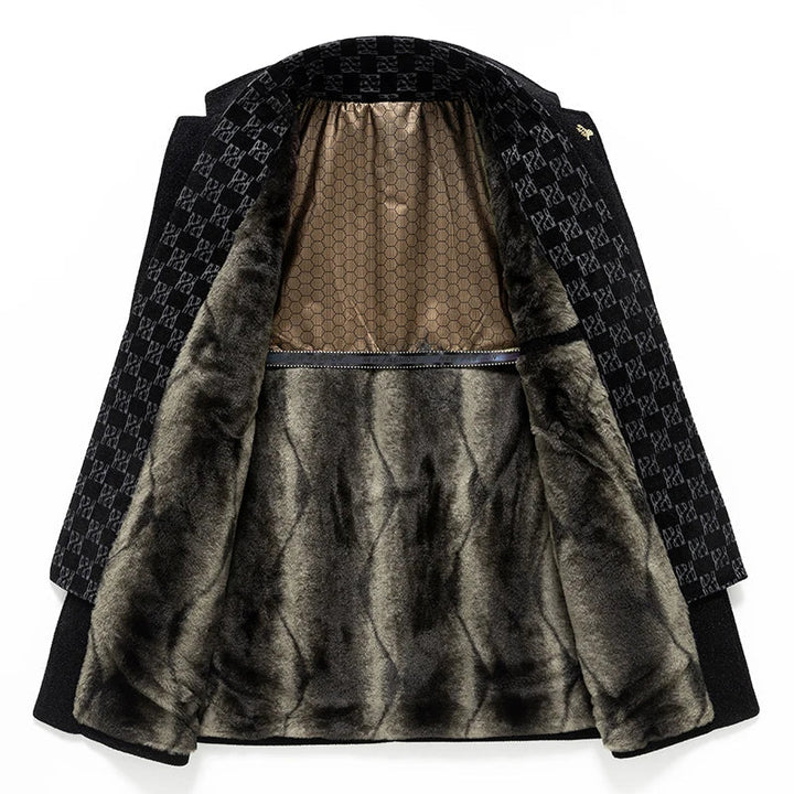 Manteau en laine pour homme, doublé de fourrure synthétique - Saviel