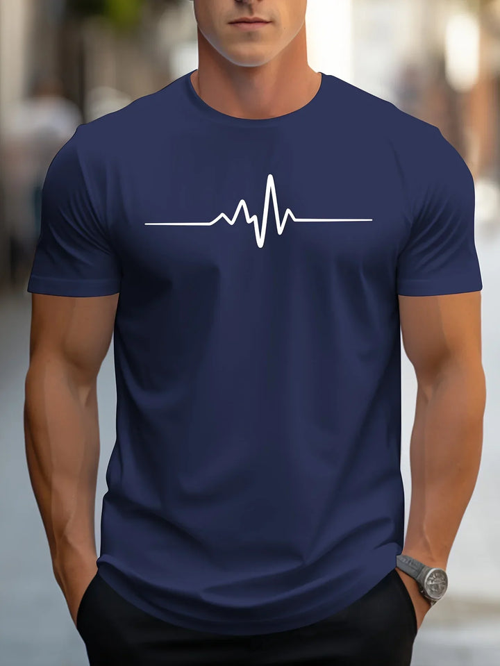 T-shirt homme slim-fit à manches courtes avec impression de battements de cœur