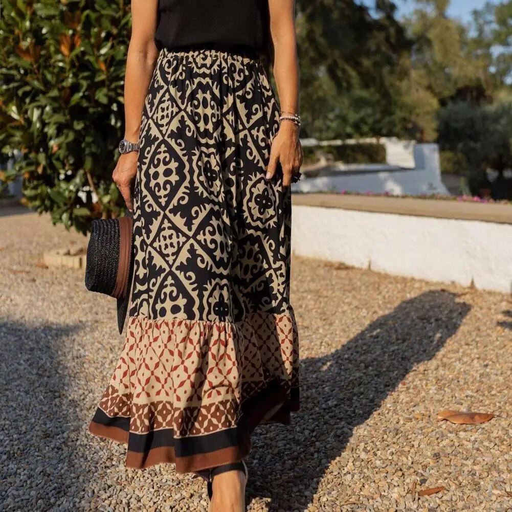 Jupe d'été femme taille haute - Maxi