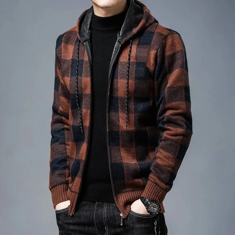 Veste à capuche à carreaux pour hommes - Sam