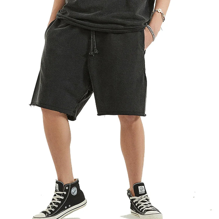 Short en coton avec délavage vintage pour hommes