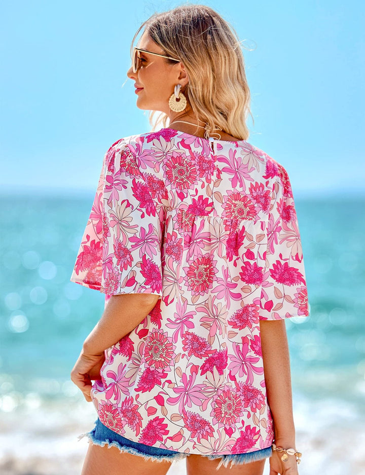 Shanee - Blouse florale à manches