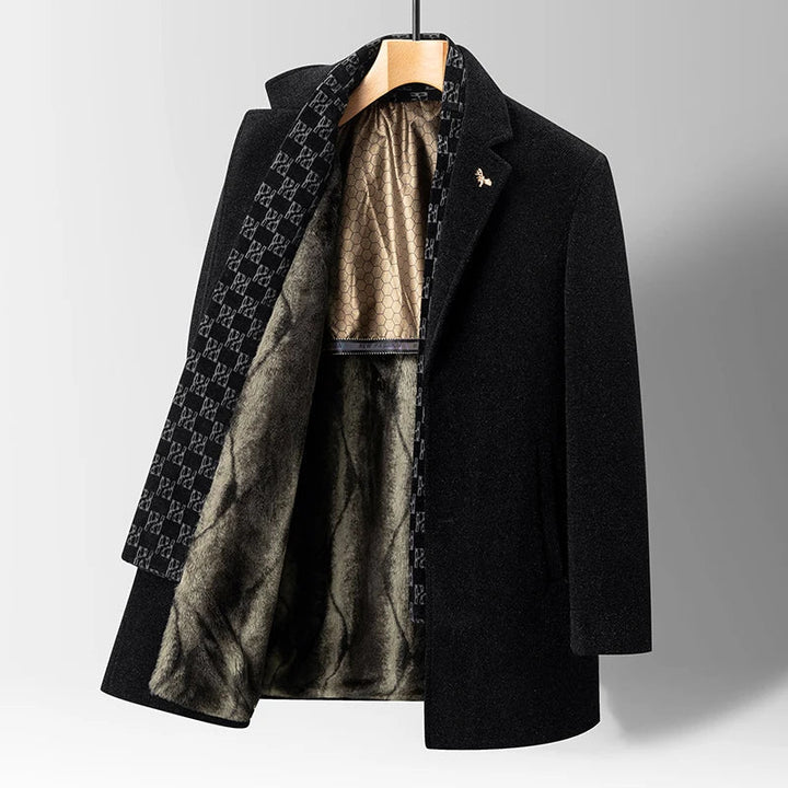 Manteau en laine pour homme, doublé de fourrure synthétique - Saviel