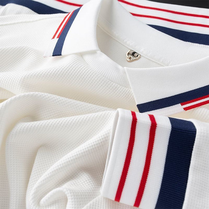 Polo à manches longues en mérinos pour hommes avec structure gaufrée